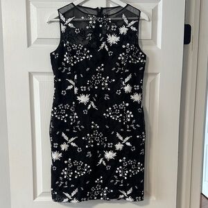 Tahari Black and White Floral Mini Dress